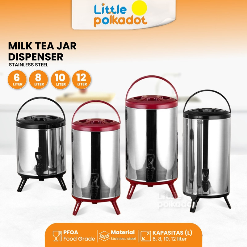 Littlepolkadot 6-12 Liter Dispenser Air Panas Dingin Termos Air Milk Tea Bucket Water Coolers  Dispe