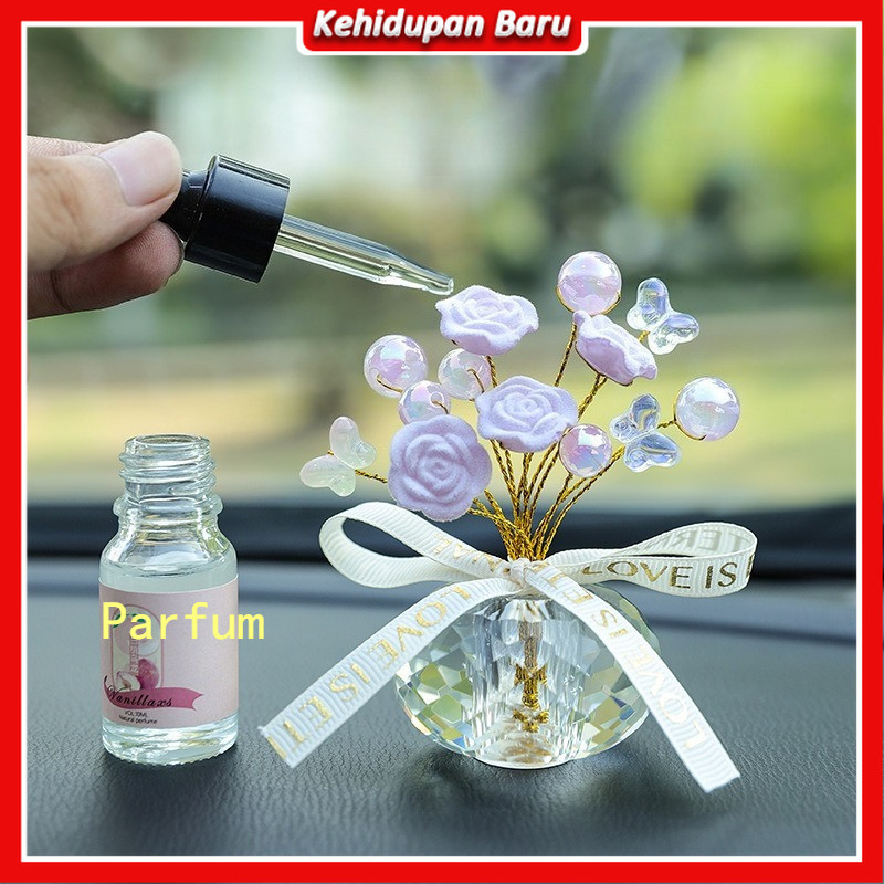 Pajangan Aksesoris Dashboard Kaca Dekorasi Aksesoris Mobil / Ornamen Kristal Mawar