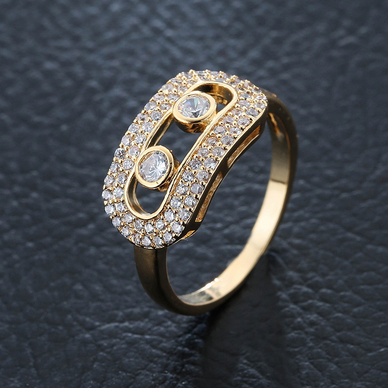 Cincin zirkon berlapis emas, pasokan perhiasan perdagangan luar negeri, cincin populer baru
