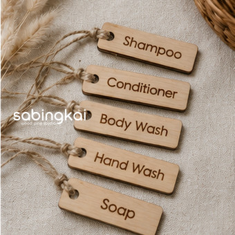 Label Nama Kayu Custom Laser | Tag Kayu Souvenir Handmade Branding Produk