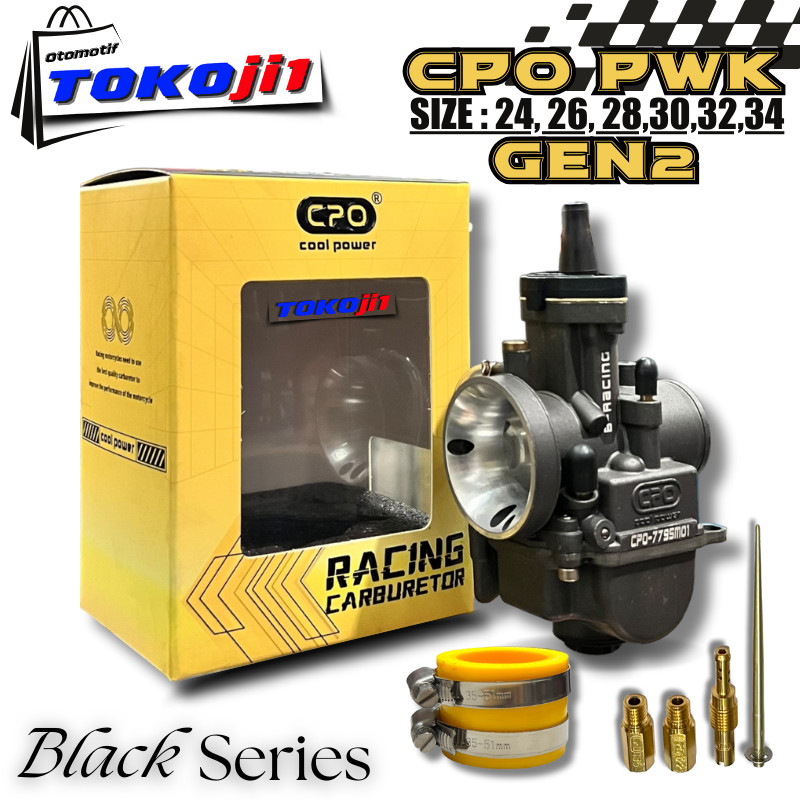 Karburator Karbu PWK Black Series Model Tutup Skep Kotak 24 - 26 - 28 - 30 - 32 - 34 Original CPO Co