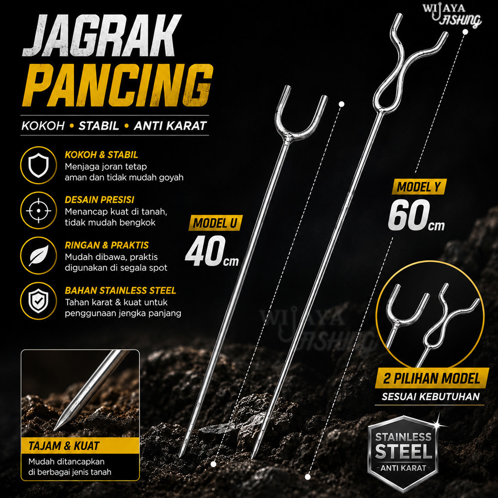 WF Jagrak Pancing  Anti Bengkok Cagak Joran Mancing Kolam Galatama Congkok Tanah Wijaya Fishing