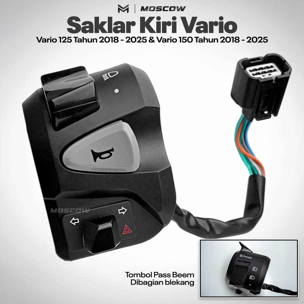 Saklar Kiri VARIO 125/150 NEW HAZARD + Tombol Flash Tembak HI LOW Holder ALL NEW VARIO 125 150 LED 2