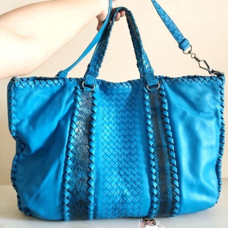 Bottega Veneta Ayers Tas Anyam Kulit Asli Handbag Sling