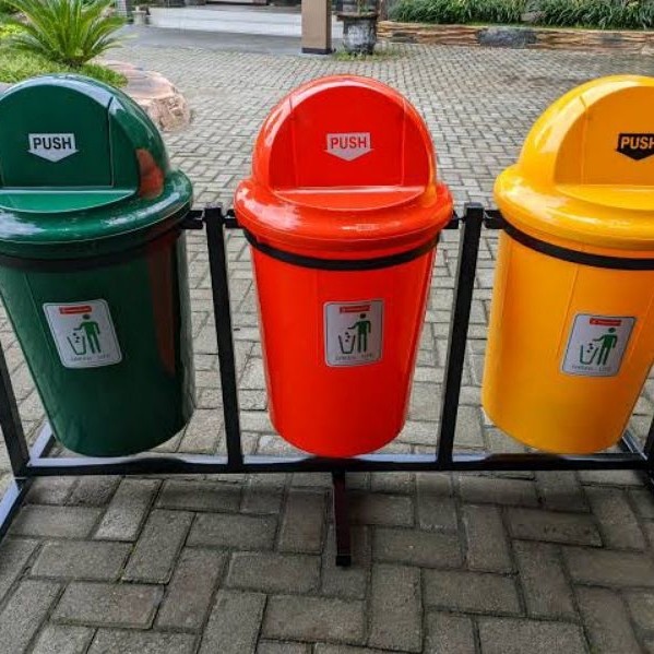 Tempat Sampah 3 pilah kapasitas 60 Liter Tempat Sampah 3 in 1