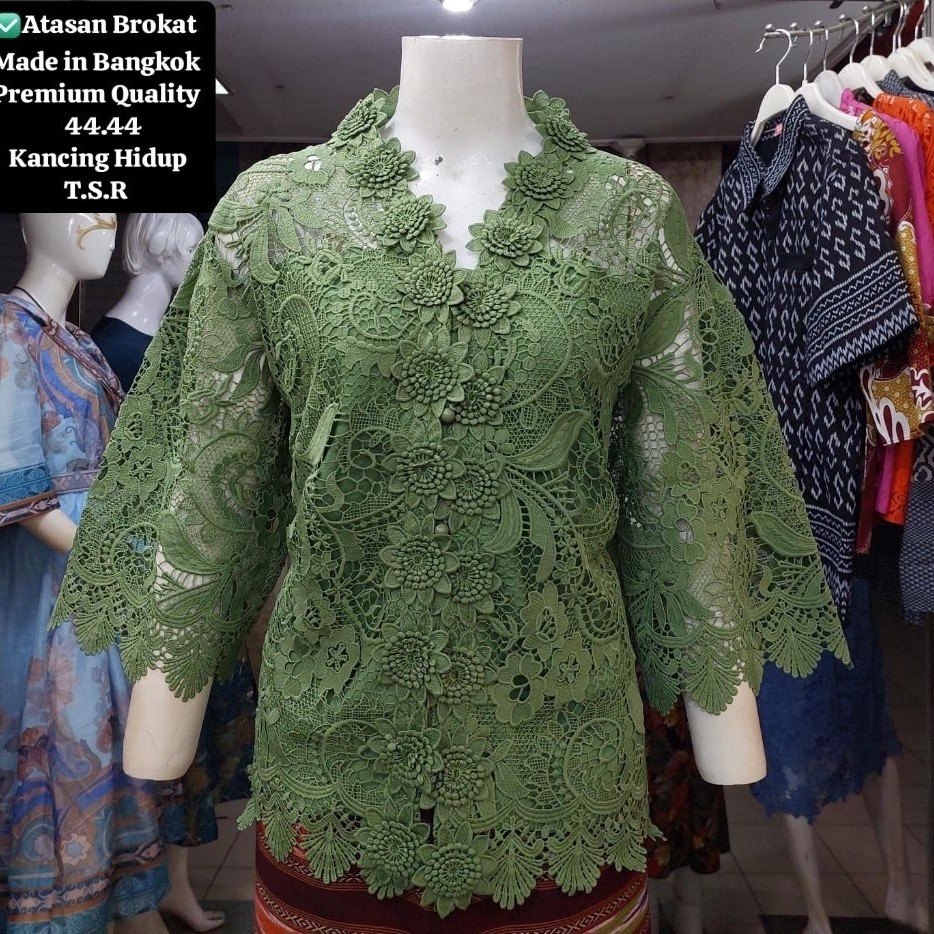 Atasan brokat bangkok premium kancing depan baju brokat pesta