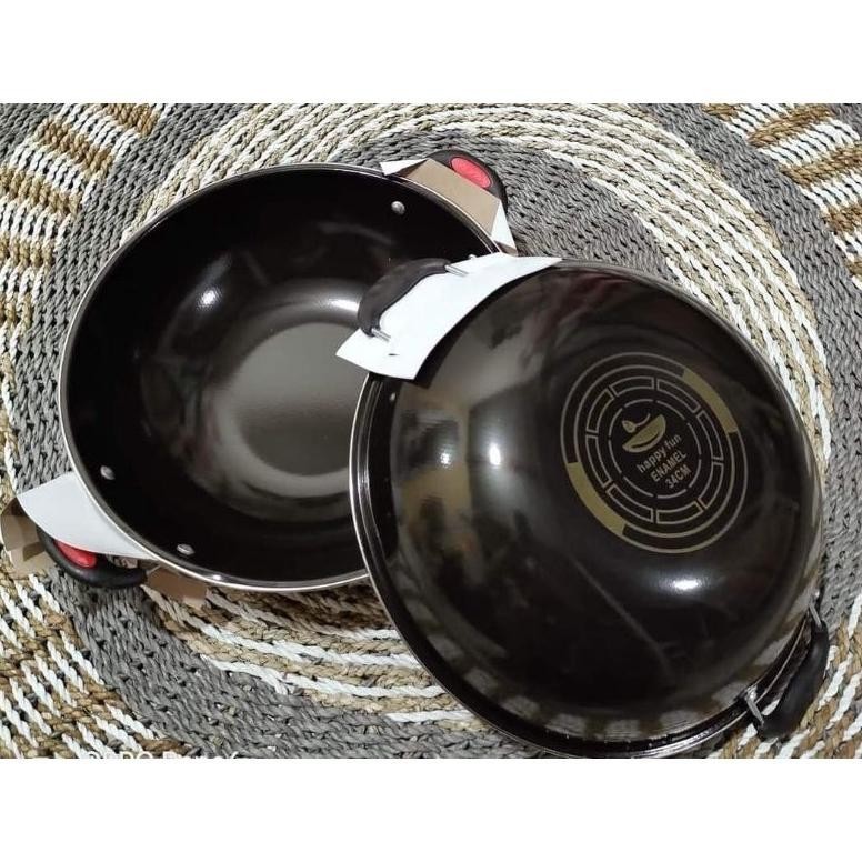Murah Wajan Enamel Kuping Gse 34Cm Awet Penggorengan Tebal Anti Lengket Anti Gores Wok (Aqb)