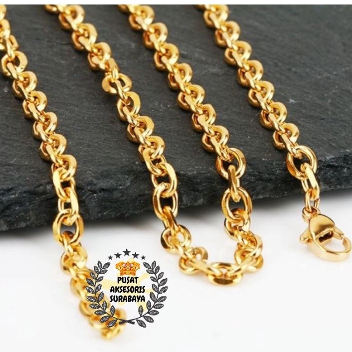 KALUNG TITANIUM NURI SKAKEL STANDAR JUMBO EMAS STAINLESS STEEL 316L RANTAI KAPAL SCRUP NORI Terlaris