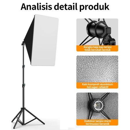 Lampu Studio Video Softbox Softbox Lighting Studio Paket Studio Tripod Photography Lighting Kit