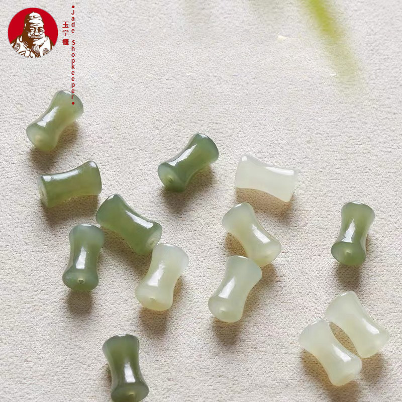 Air jernih es alami Giok Hetian, aksesoris bambu, gelang, gelang, aksesoris DIY