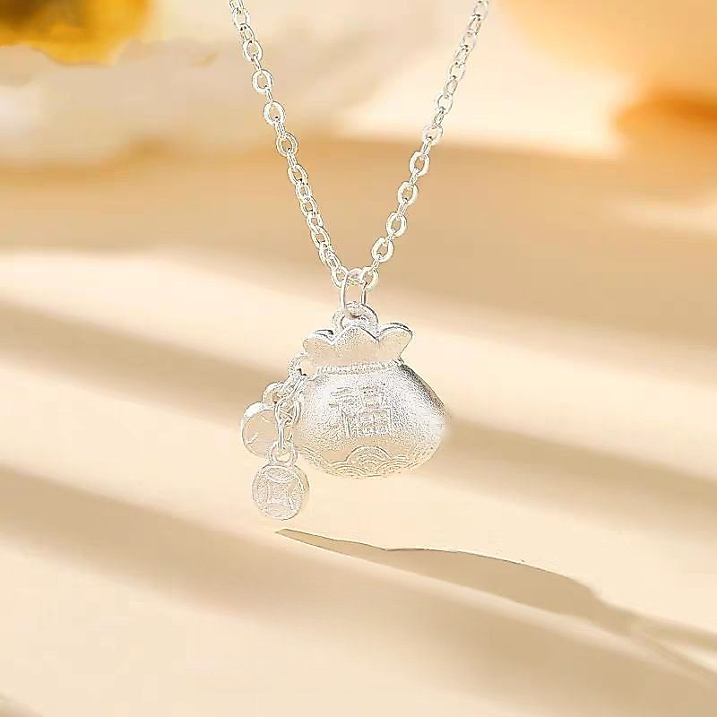 Perak murni 999 Lucky Nafu liontin kalung wanita sterling rantai tulang selangka perak