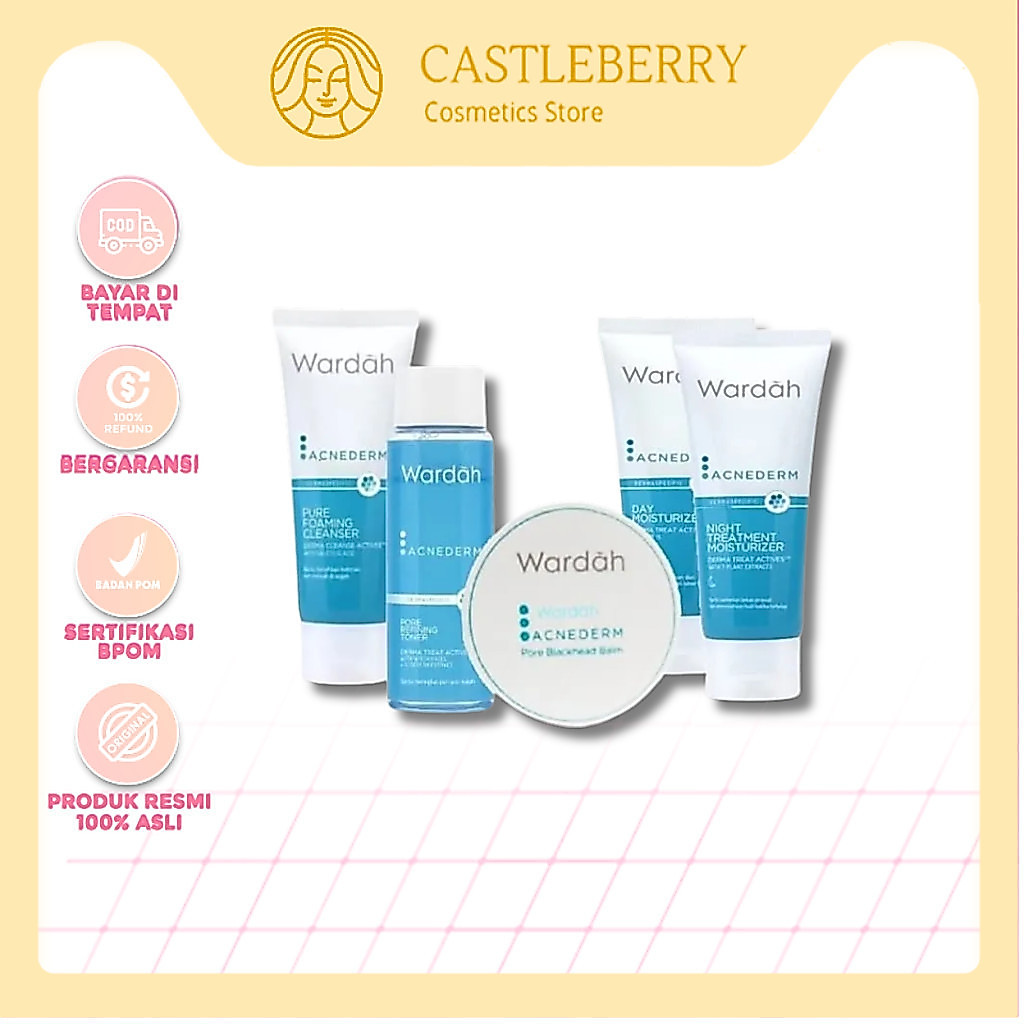 CASTLE - WARDAH Acnederm Series Indonesia / Facial Wash Face Scrub Micellar Water Essence Toner Mist