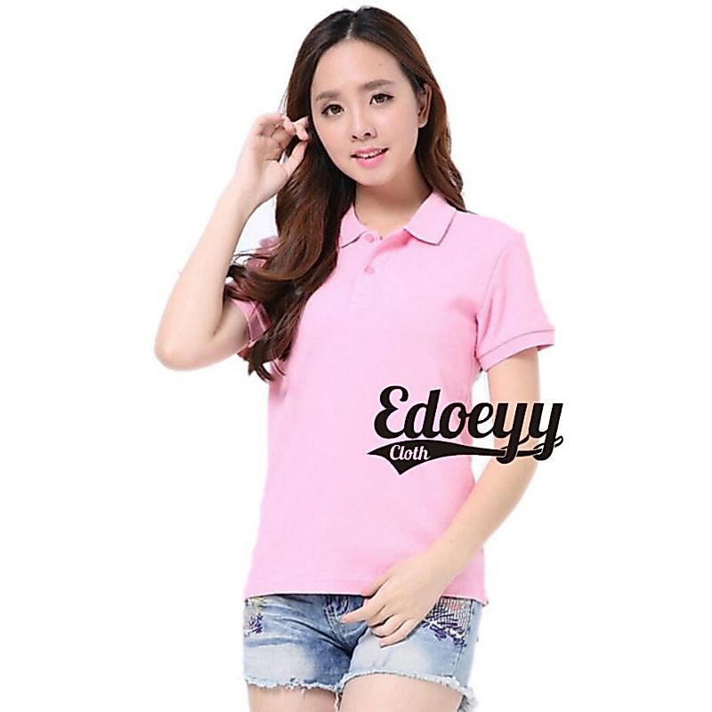 Kaos Polo Cewek Pink Muda / Woman Polo Shirt / Kaos polo Lady / Baju Kerah Wanita / Kaos Berkerah
