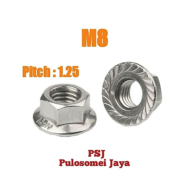 Mur Flange M8 / Mur Flange Stainless M8 / SUS 304 Flange Nut