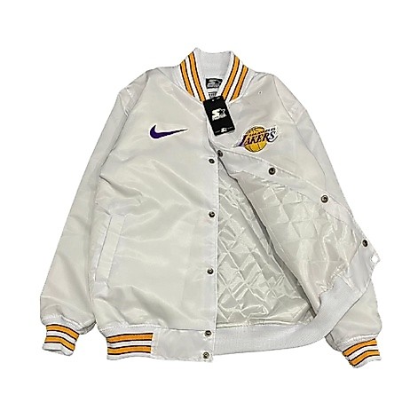 Jaket Varsity Lakers White Pria Premium Quality Full Tag | Lakers Varsity Jacket
