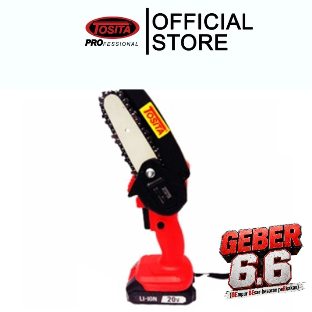 TOSITA - Cordless Mini Chainsaw 4in , Gergaji Kayu Mini Untuk Potong Kayu