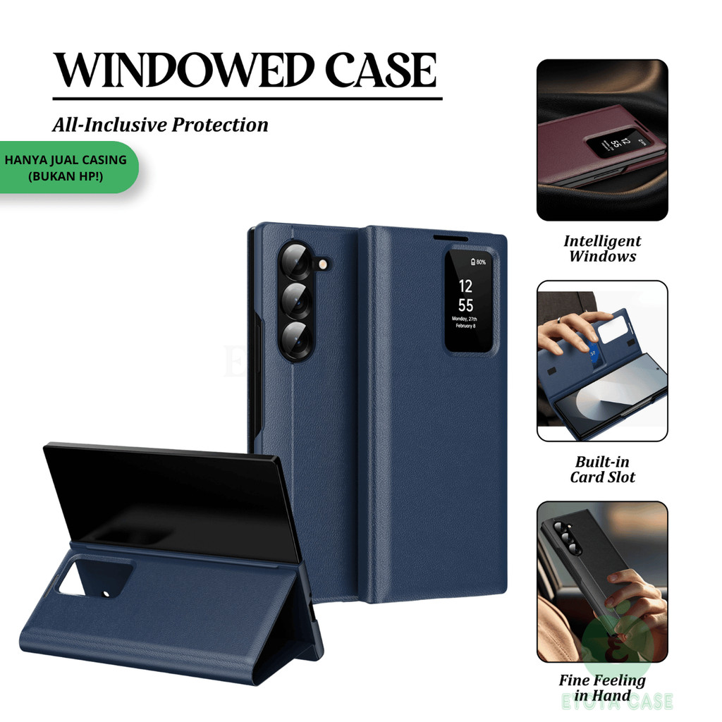 EY-259 SMART VIEW Leather Case For Samsung Z FOLD 4 Z FOLD 5 Z FOLD 6 Z FOLD 7 / ZFOLD4 ZFOLD5 ZFOLD