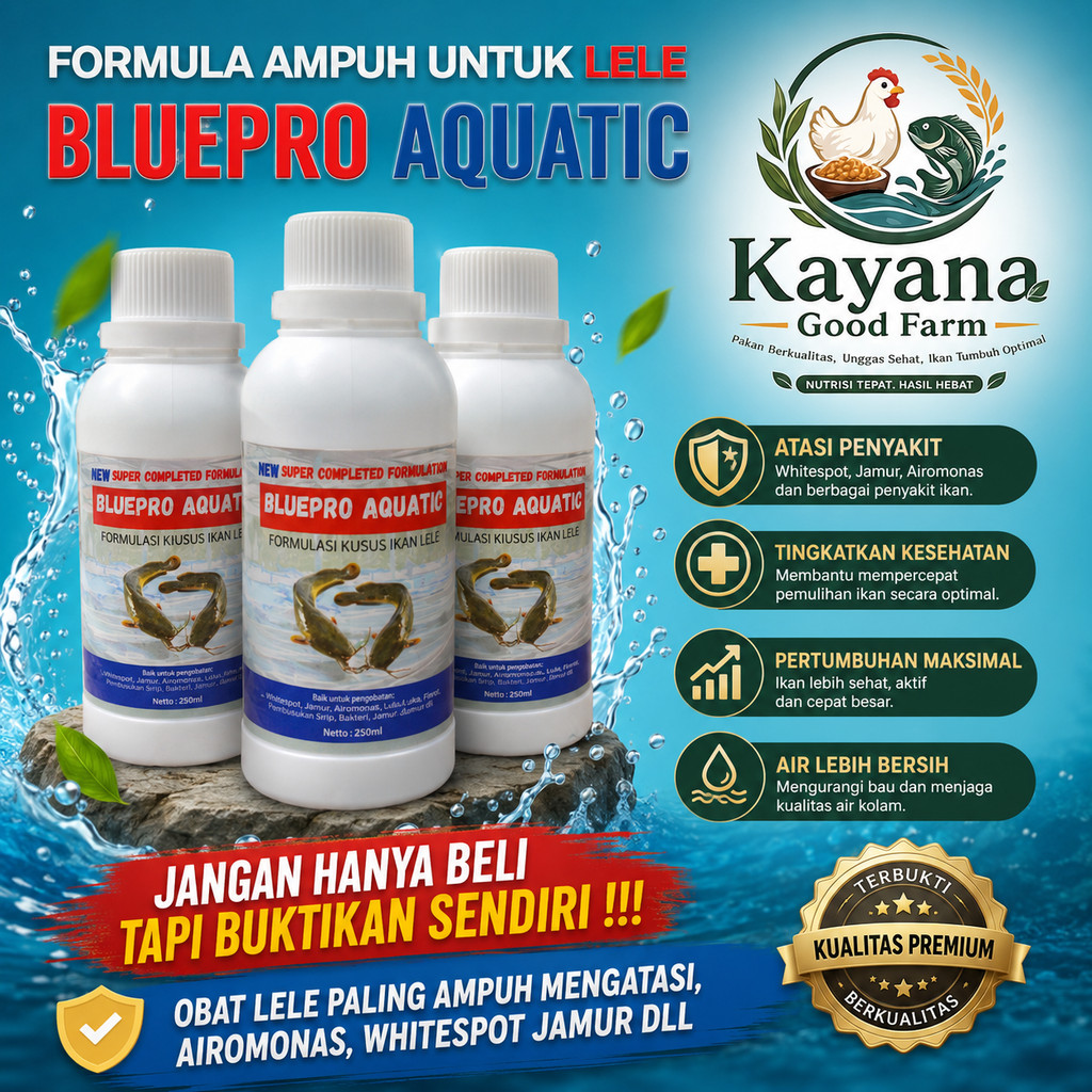 BLUEPRO AQUATIC, OBAT LELE PALING AMPUH MENGATASI, AIROMONAS, WHITESPOT JAMUR
