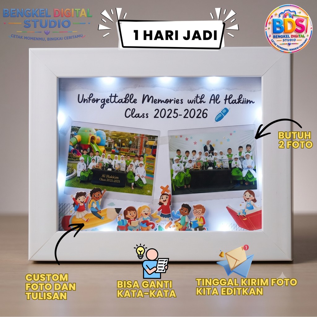 KADO UNIK Ulangtahun Wisuda Frame Foto Polaroid dengan Lampu GIFT FRAME Kado  Pernikahan Anniversary