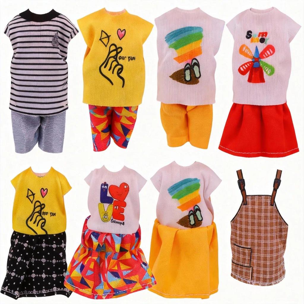 Doll Clothes For Kelly Dolls Handmade Fashion Dress T-shirts Shorts Accessories Fit 5In Dolls,12CM K