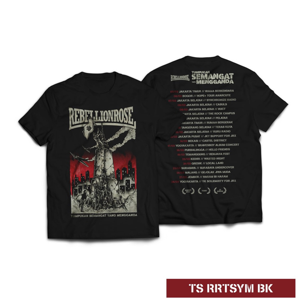 TS TSYM BK - Kaos Rebellion Rose Original Tumpukan Semangat Yang Mengganda Limited