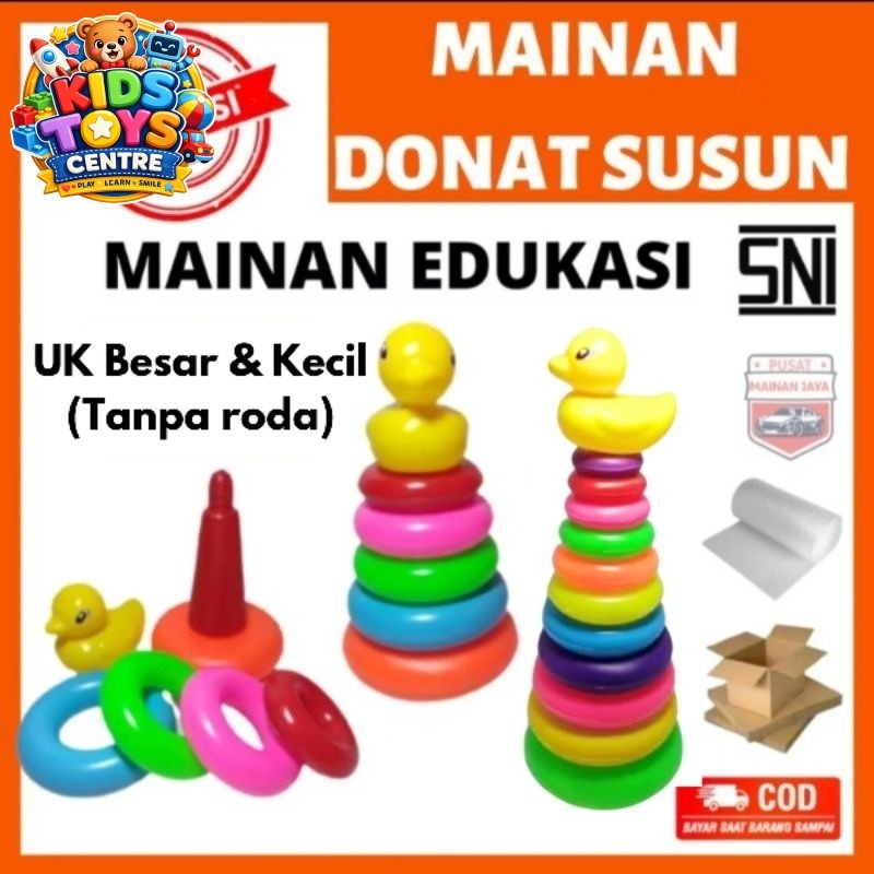 Mainan anak 1 tahun 2 tahun mainan bebek donat susun jumbo