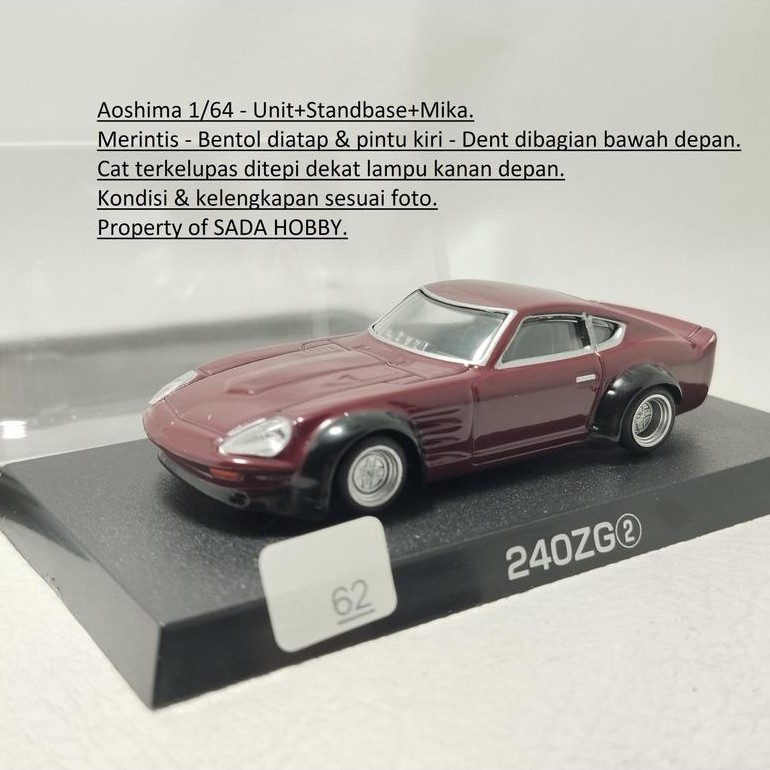 Diecast Aoshima Grachan 1/64 Nissan Fairlady 240ZG Merah Maroon
