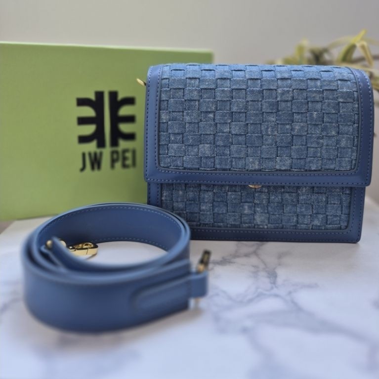 JW PEI Mini Flap Bag - Blue Denim Weave