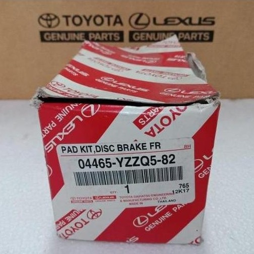 Brake Pad Kampas Rem Depan Fortuner Hilux 04465-Yzzr5-82 Original Diskon