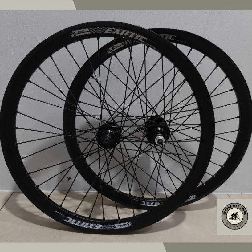Set Velg Jadi Sepeda 20 Inci Hub Alloy Merah 36 Hole Rim Exotic Hitam