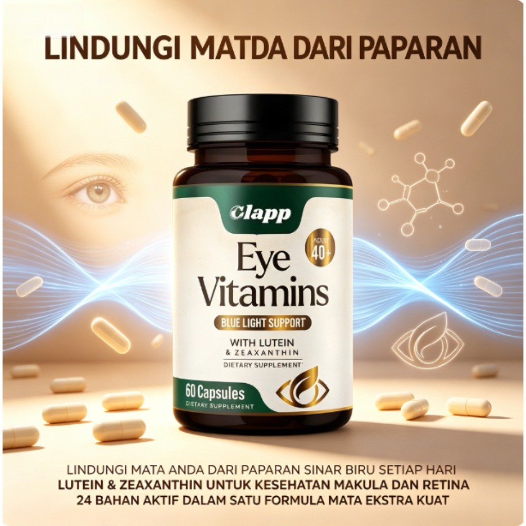 Vitamin Mata Clapp Dukungan Cahaya Biru dengan Lutein & Zeaxanthin Mendukung Kesehatan Makula & Reti