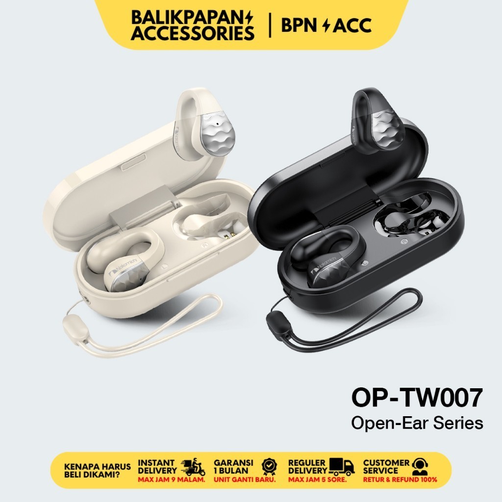 Nakamichi OP-TW007 Earphone TWS Open Ear Clip True Wireless Bluetooth - Hitam|Beige