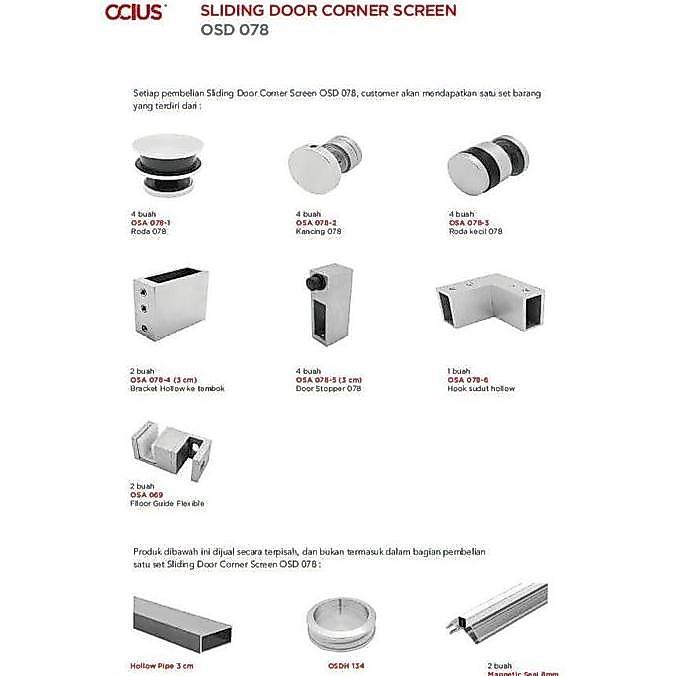 Sliding Corner Screen Accessory Set Pintu Sliding Shower Kamar Mandi