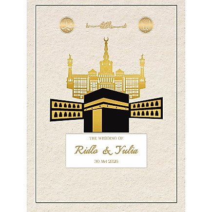 set mahar akrilik mirror gold model ka'bah - akrilik  bahan mahar