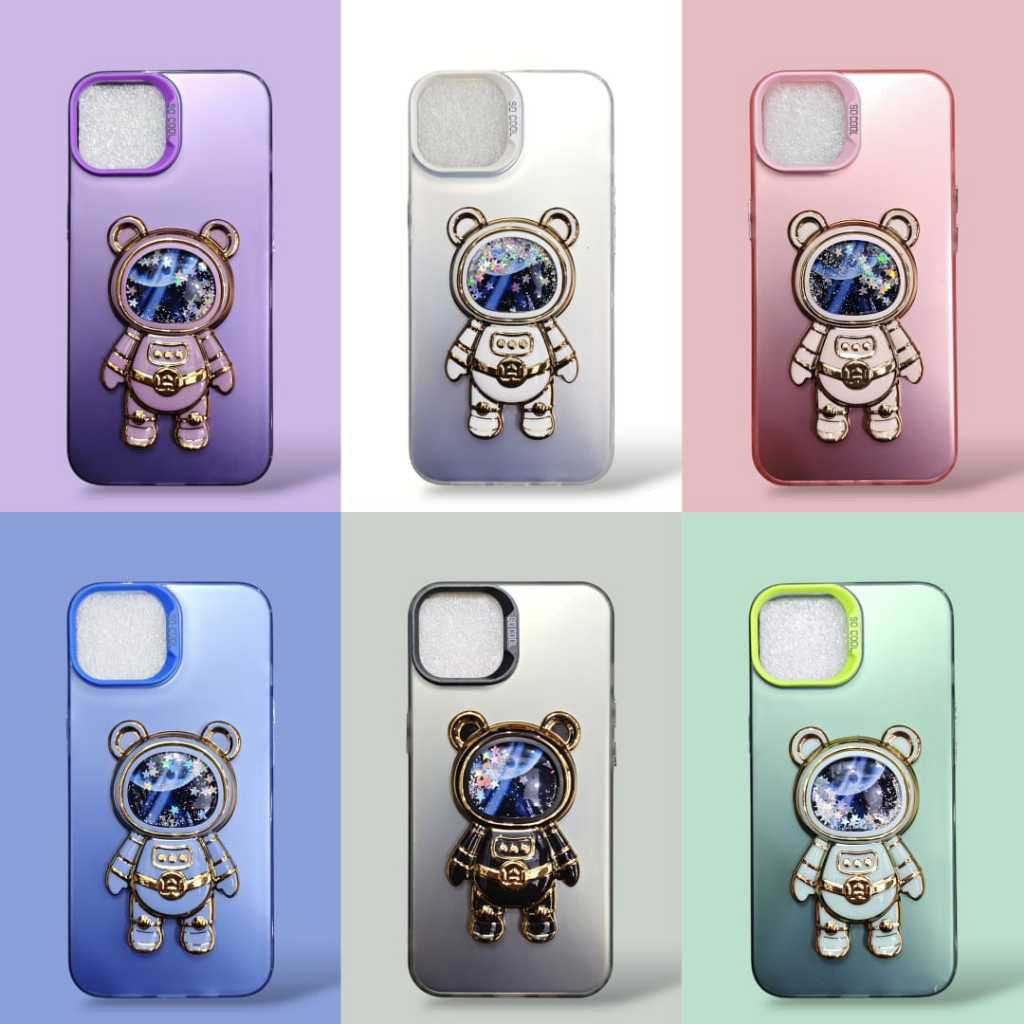 [ IMD Case iPhone 12 / 12 Pro / 12 Pro Max / 13 / 13 Pro / 13 Pro Max ] Case IMD Stand Astronot Crom