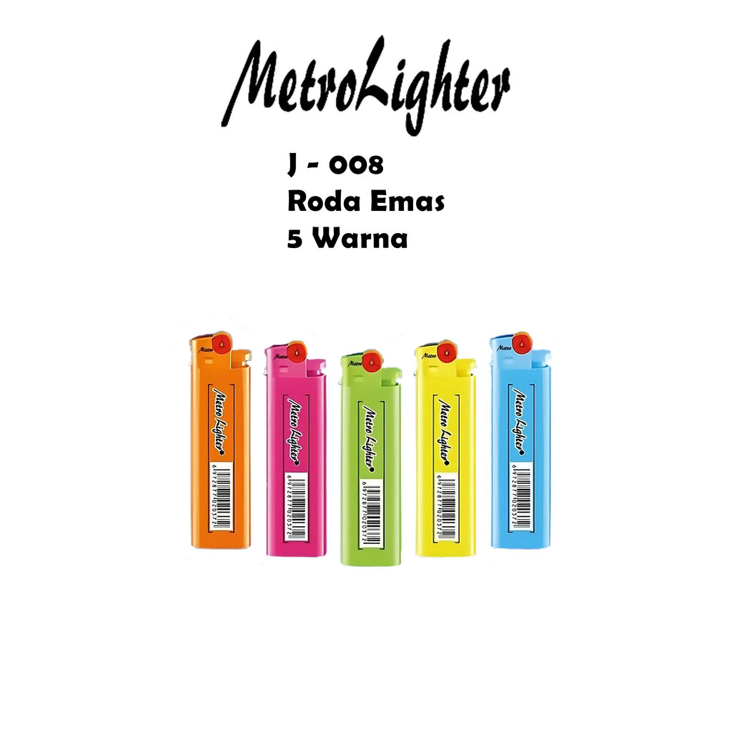 [J-008 - 50 Pcs] 50 Pcs Box Retail Pack Korek Roda Originals Refillable MetroLighter SNI