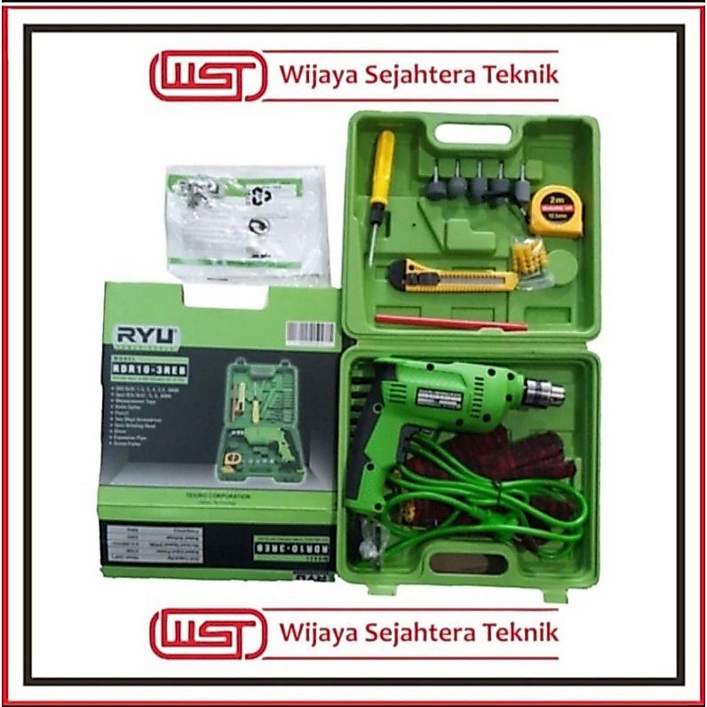 TEKIRO RYU MESIN BOR LISTRIK 10 MM SET KOPER 22 PCS RDR 10-3 RDR