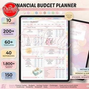 Digital Financial Budget Planner, Undated Digital Planner, Finance Tracker, Goodnotes Template, Port