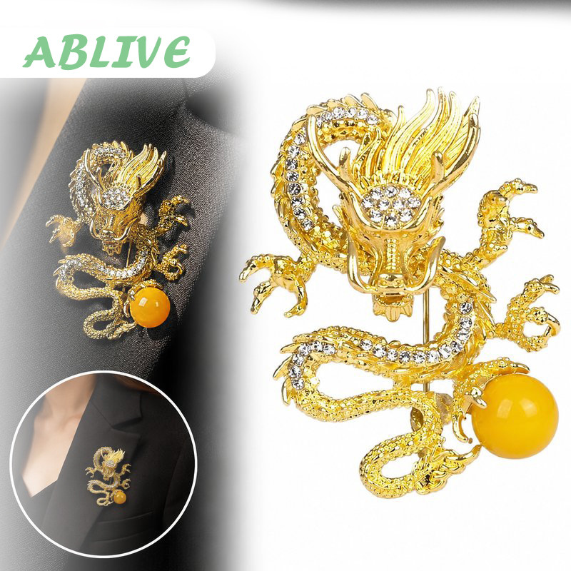 Bros Jas Wanita Naga Bola Kuning Lapel Pin Pria Korea Bross Hijab Pin Jas