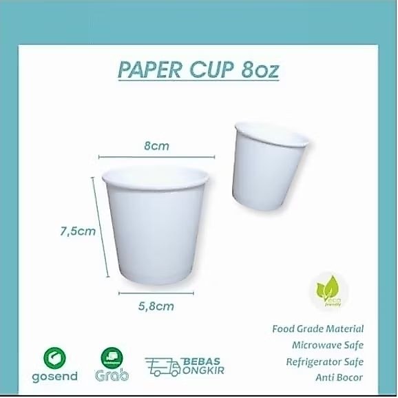 ISI 100 hot paper cup 8 oz - gelas kopi kertas - paper cup ivory - custom gelas kopi - gelas kertas