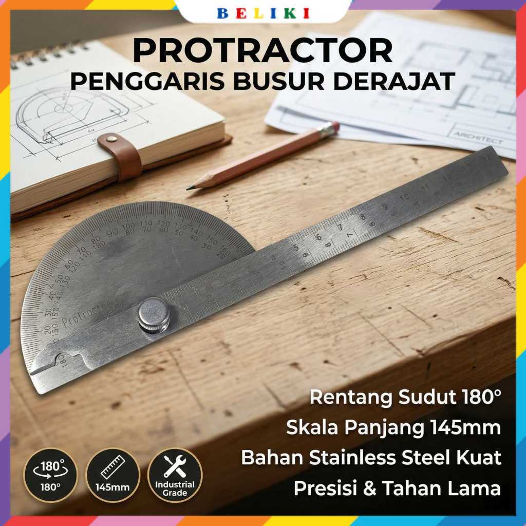 Penggaris Busur Derajat Measuring 145mm 180Degree - PR180