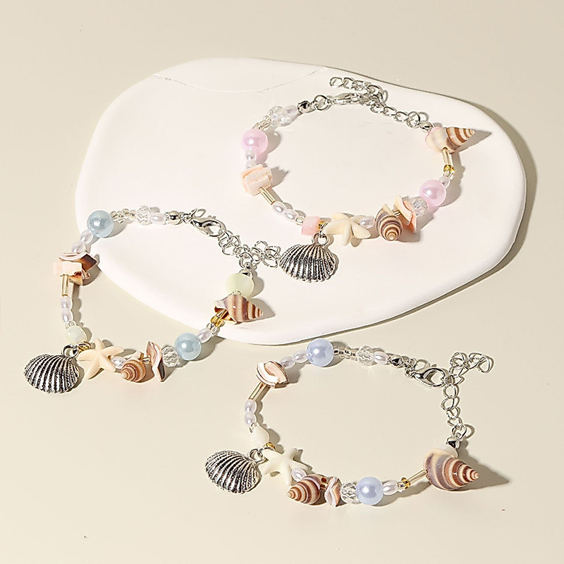 LEERE-Gelang Kristal Gelang Manik Dopamin Gelang Liontin Kerang Gaya Bohemian