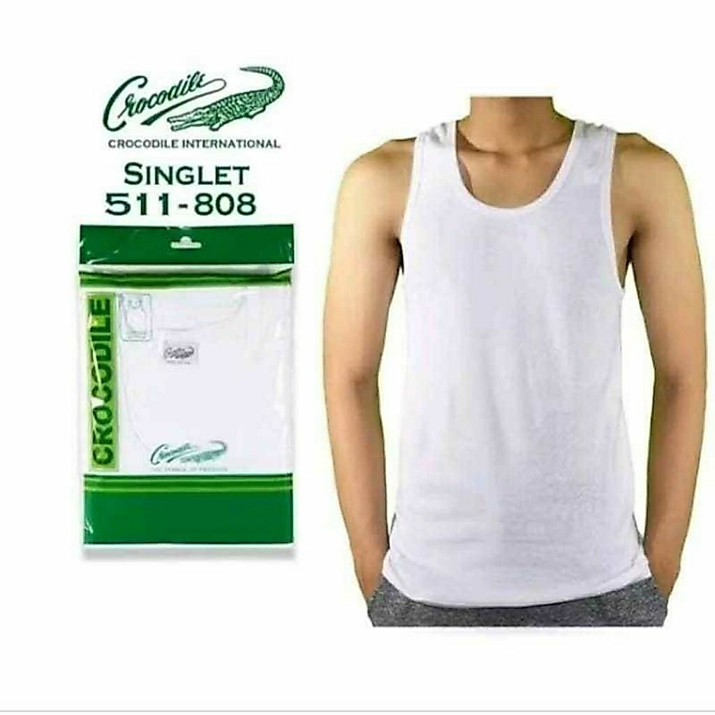 3pcs Kaos Singlet Crocodile Pria Putih Polos Katun /Kaos Dalam Crocodile