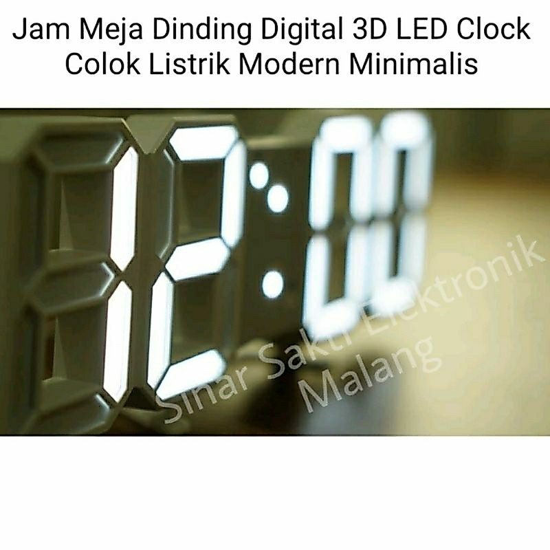 Jam Meja Dinding Digital 3D LED Clock Colok Listrik Angka Modern Minimalis Malang