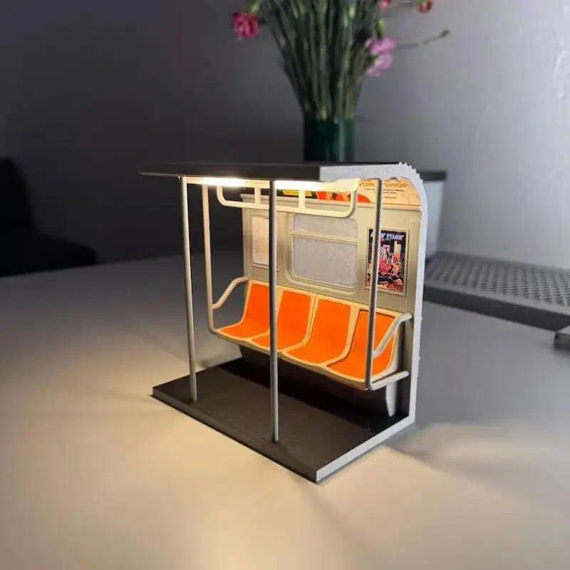 Retro Vintage Subway Train Lamp Decorative Ornament Classic Subway Train Table Lamp With Warm LED Li