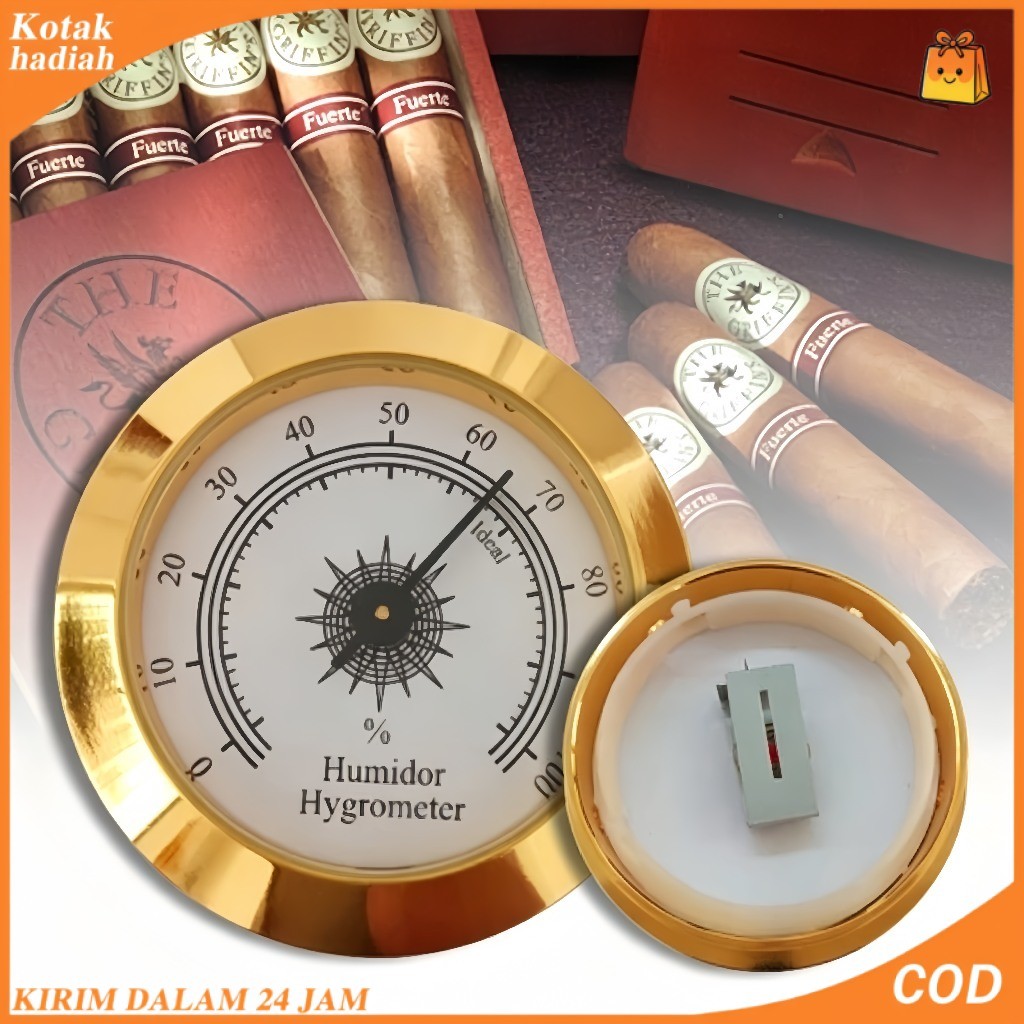 Higrometer Tersemat Kotak Cerutu & Kotak Teh Penyimpanan, Desain Elegan Sederhana Jarum 50MM