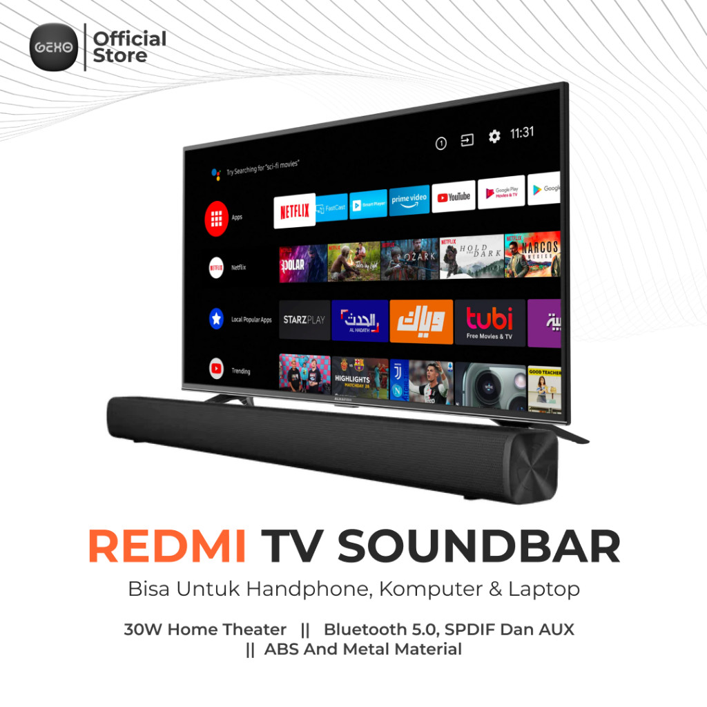 Redmi TV Soundbar Wired and Wireless Bluetooth 5.1 Speaker HiFi Sound Bar Bluetooth, SPDIF Jack Audi