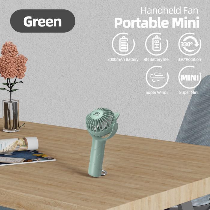 GOOJODOQ Kipas Angin Mini Genggam Cute /Mini Fan Portable Kipas Angin - New Green