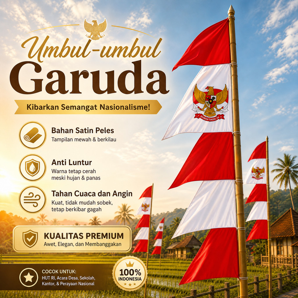 Umbul-Umbul Garuda Warna Warni 2.5 Meter | Bendera Umbul Umbul Merah Putih