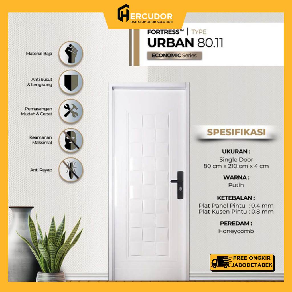URBAN - Pintu BAJA Tebal Fortress URBAN 80x210 - Pintu Kamar Pintu Utama